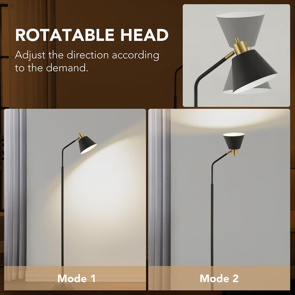 65.3" Industrial Floor Lamp with Adjustable Head & Dual Base
