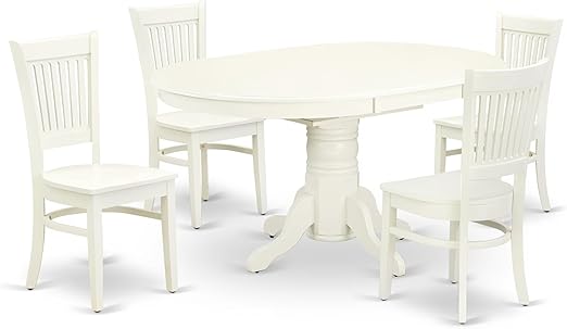 7-Piece Oval Dining Table Set with Butterfly Leaf & 6 Upholstered Chairs
