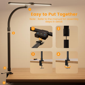 LED Desk Lamp with Clamp & Remote Control