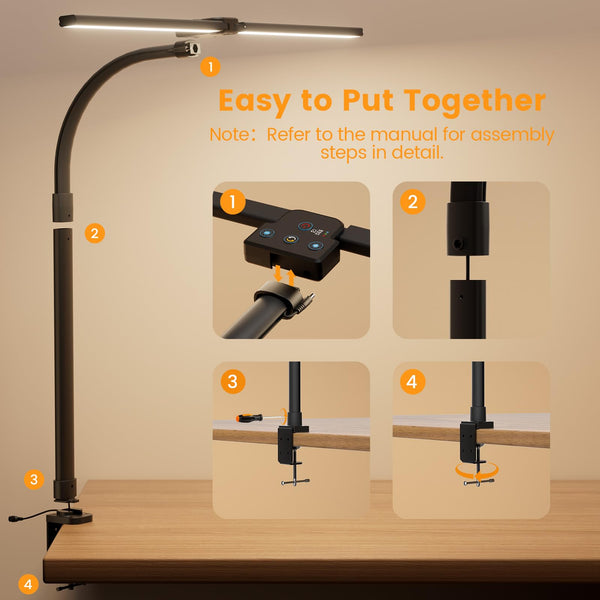 LED Desk Lamp with Clamp & Remote Control