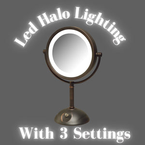 Lighted Tabletop Vanity Mirror with 1X & 8X Magnification