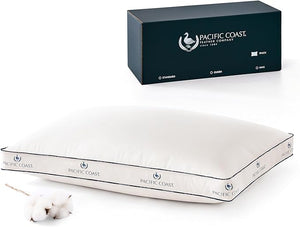 Goose Feather Down Bed Pillow with Organic Cotton Cover