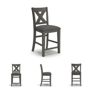 Counter Height Bar Stools Set of 2 – Upholstered Wood Frame