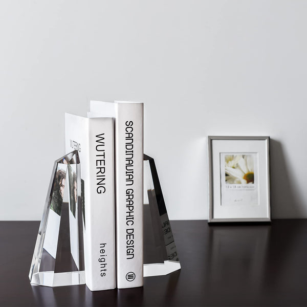 Crystal Bookends Half-Obelisk Design – Set of 2