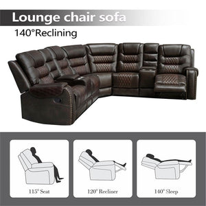 L-Shaped Manual Recliner Sectional Sofa with Chaise Lounge