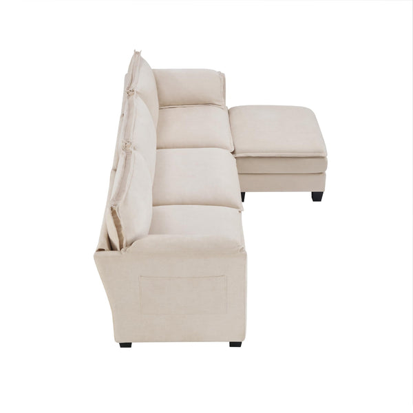 L-Shaped Modular Sectional Sofa with Reversible Ottoman