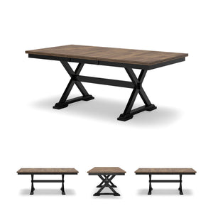 Farmhouse Dining Extension Table – Dark Brown & Black