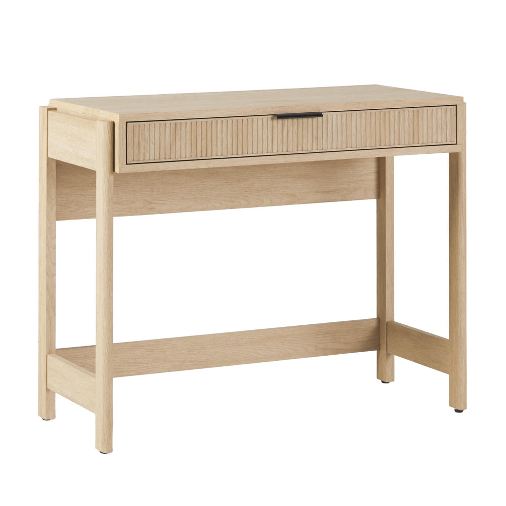 Transitional Writing Desk with Drawer and Reeded Front, 38 Inch