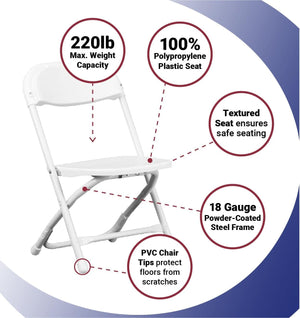 Kids Folding Plastic Chair with Steel Frame – Set of 4
