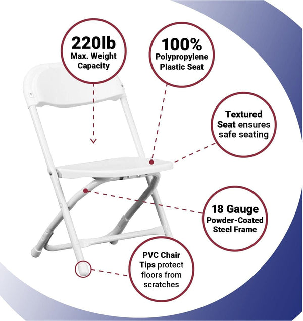 Kids Folding Plastic Chair with Steel Frame – Set of 4