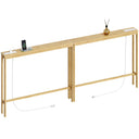 Narrow Bamboo Console Sofa Table with Power Outlets