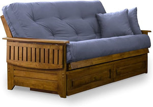 Solid Hardwood Futon Frame with Storage Drawers