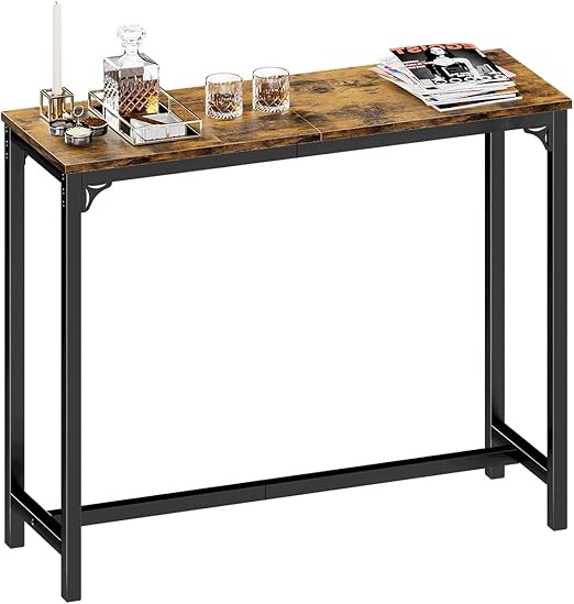 Industrial Metal Wood Bar Table with Sturdy Legs
