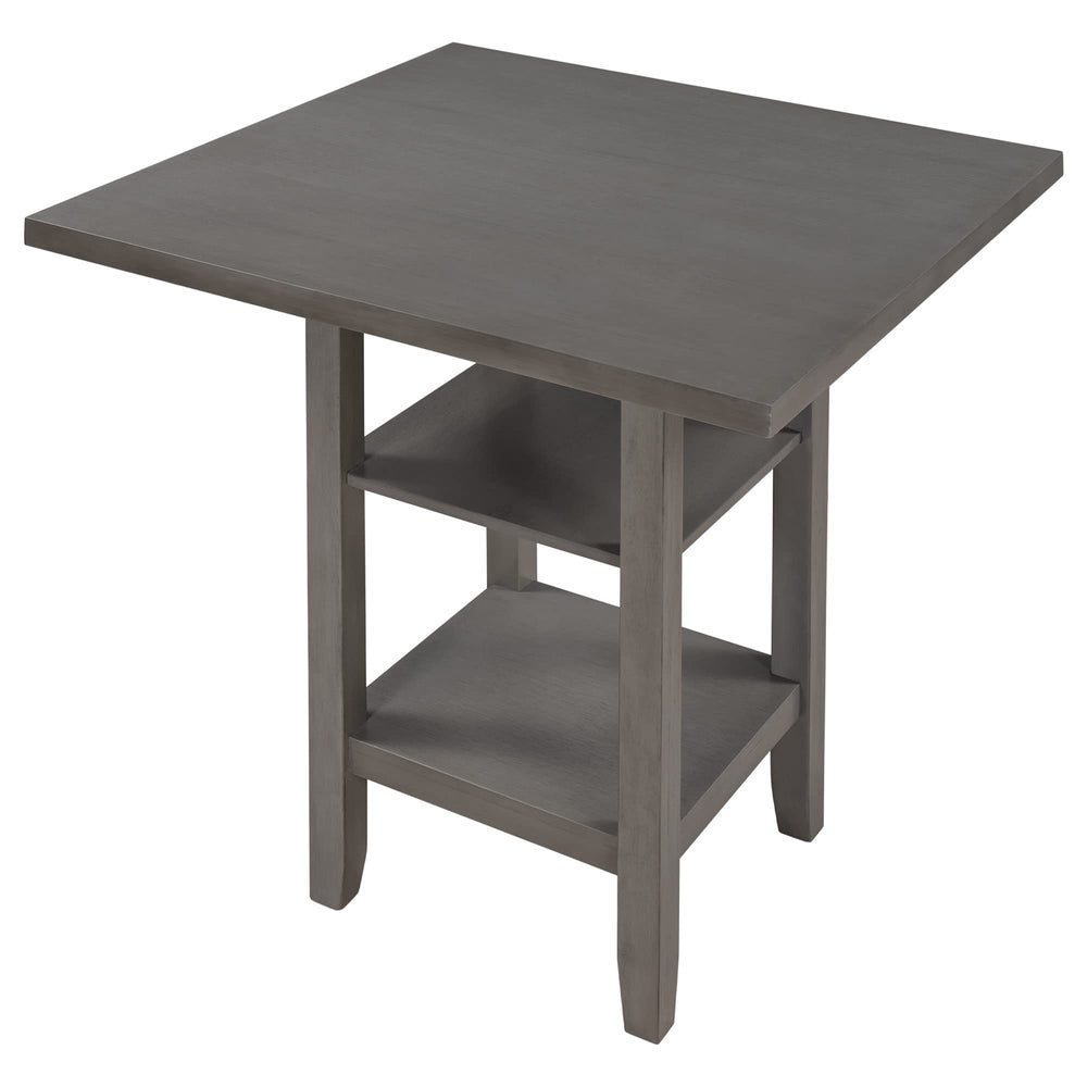 5-Piece Counter Height Dining Set with Storage Shelves and Padded Chairs