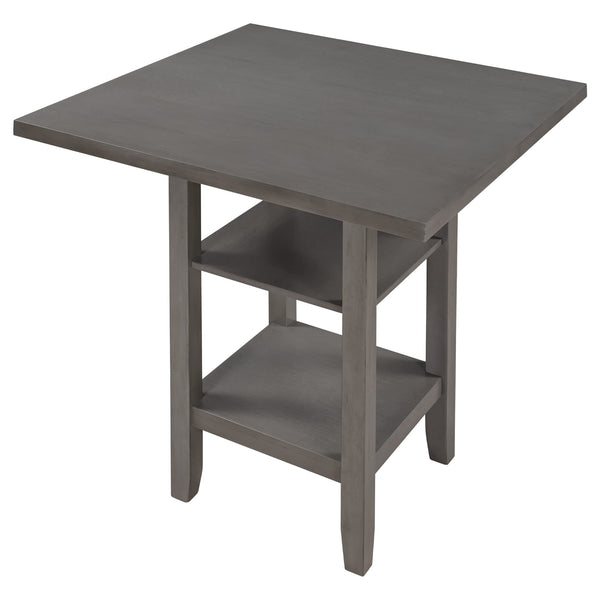 5-Piece Counter Height Dining Set with Storage Shelves and Padded Chairs