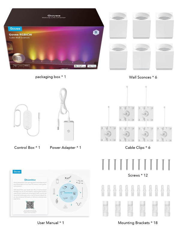 RGBIC LED Wall Sconces with Music Sync & Adjustable Cables