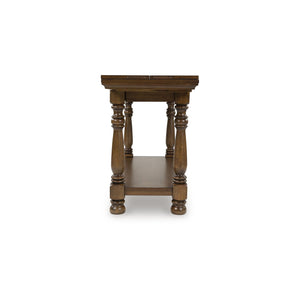 Dark Brown Flip Top Sofa Table with Shelf & Turned Legs