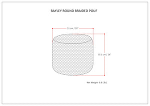 Braided Cotton Round Pouf