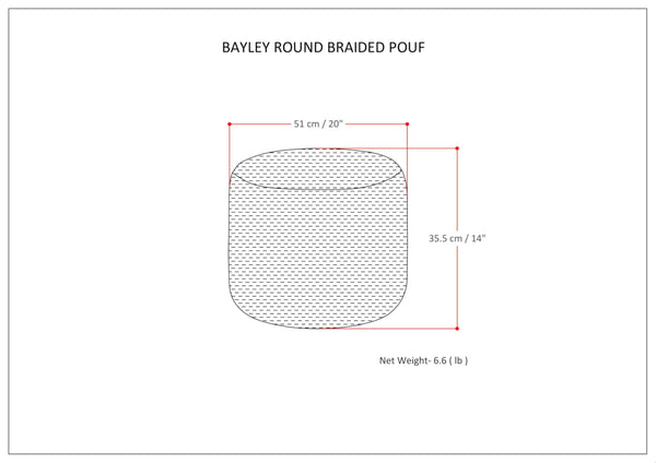 Braided Cotton Round Pouf