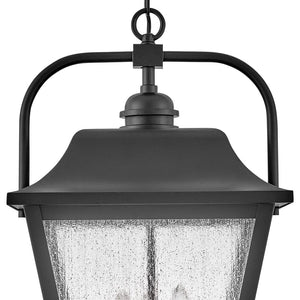 Black Aluminum Outdoor Hanging Lantern with Clear Seedy Glass
