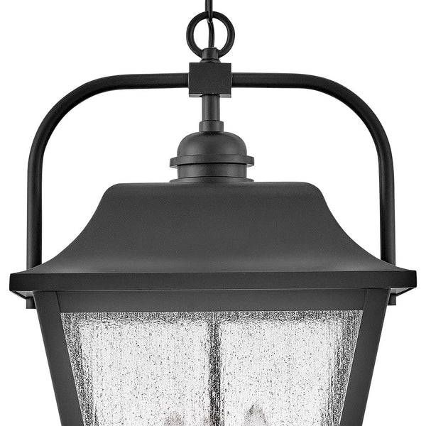 Black Aluminum Outdoor Hanging Lantern with Clear Seedy Glass