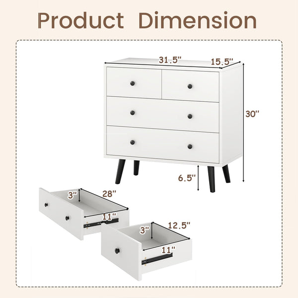 4-Drawer Chest Storage Cabinet with Anti-Tipping Device