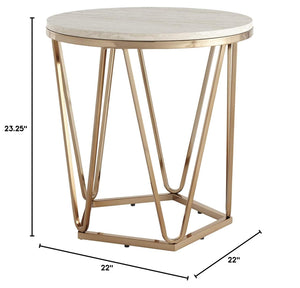 Round Faux Travertine End Table