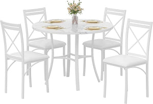 5-Piece Round Dining Table Set with 4 Upholstered Chairs