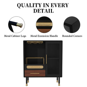 Modern Coffee Bar Cabinet with Wine Glass Rack