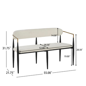 55" Metal Loveseat Settee with Iron Frame & Open Backrest