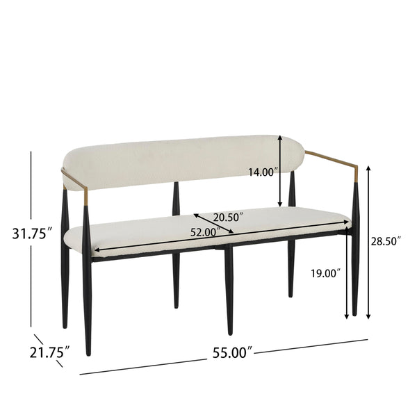 Modern Bouclé Loveseat with Iron Frame