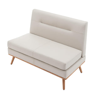 Small Faux Leather Loveseat Sofa – Tufted Armless Mini Couch