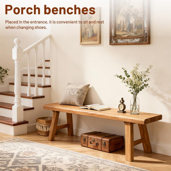 Rustic Solid Wood Entryway Bench