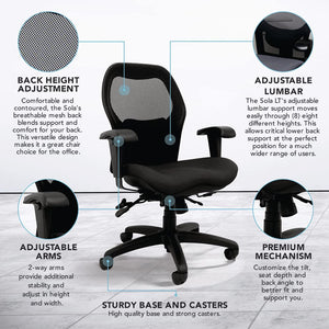 Ergonomic Mid-Back Office Chair with Lumbar Support