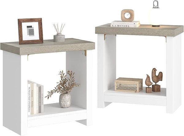 Narrow End Table with Storage Shelf