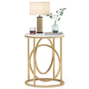 Round End Table with Gold O-Shaped Base