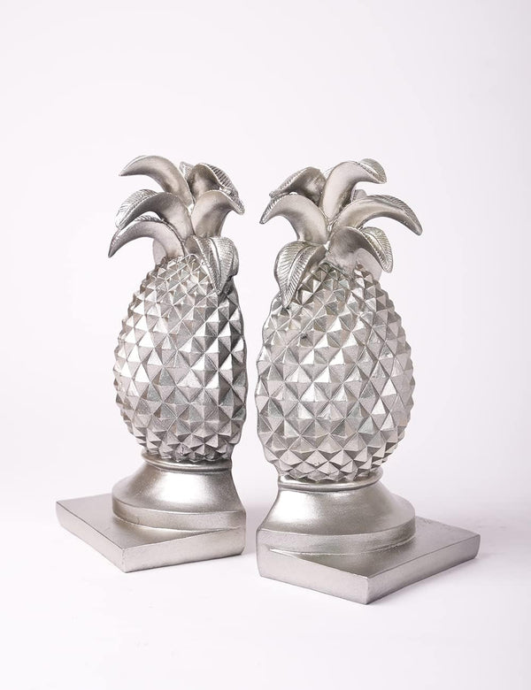 Decorative Pineapple Bookends Silver 9.4 Inch