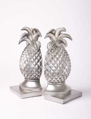 Decorative Pineapple Bookends Silver 9.4 Inch