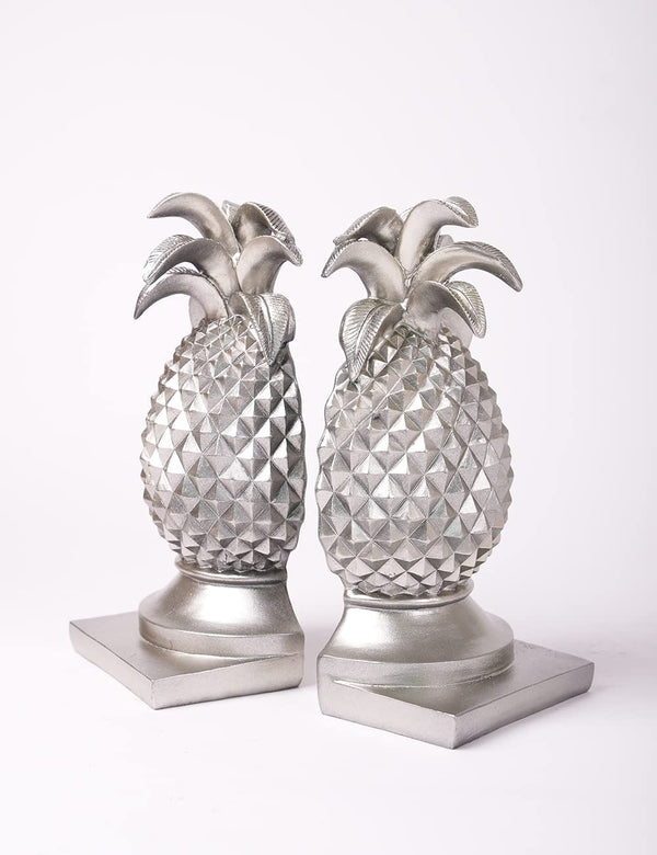 Decorative Pineapple Bookends Silver 9.4 Inch