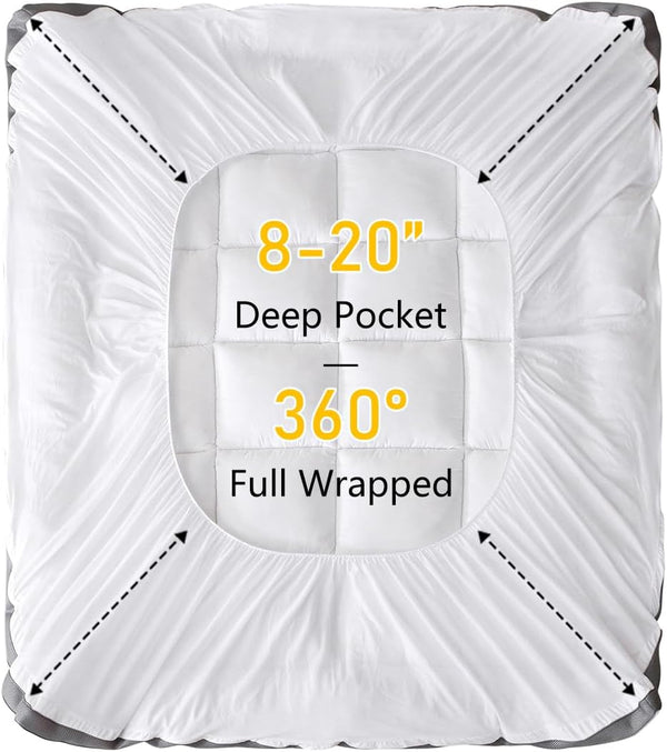 2-Inch Cooling Cotton Mattress Topper with Down Alternative Fill & No-Slip Design