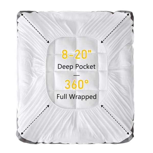 2-Inch Cooling Cotton Mattress Topper with Down Alternative Fill & No-Slip Design