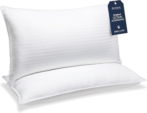 Down Alternative Bed Pillows – Set of 2 (Queen, King, European)