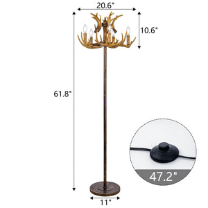 Bronze Antler Floor Lamp with 5-Light Candelabra