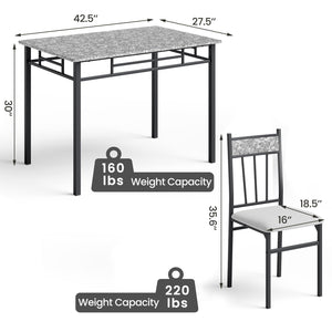 5-Piece Faux Marble Dining Table Set with 4 Cushioned Chairs