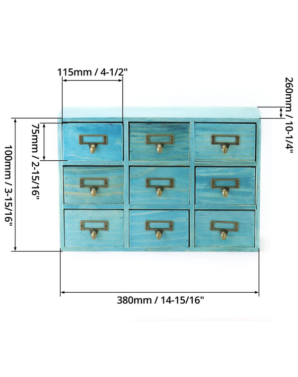 9-Drawer Wooden Desk Organizer Cabinet