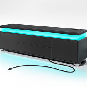 TV Stand with LED Lights & Power Outlet