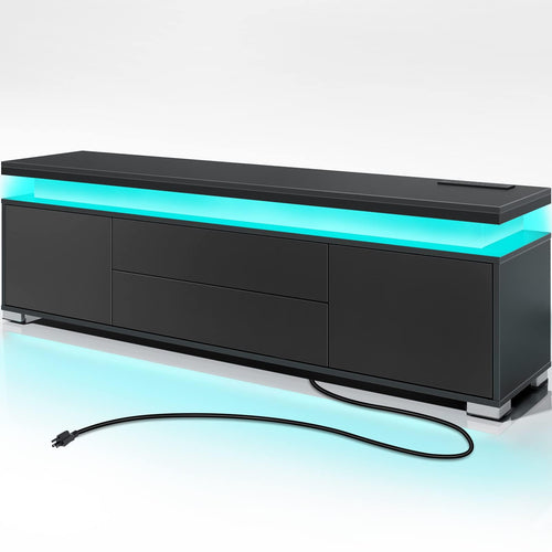 TV Stand with LED Lights & Power Outlet
