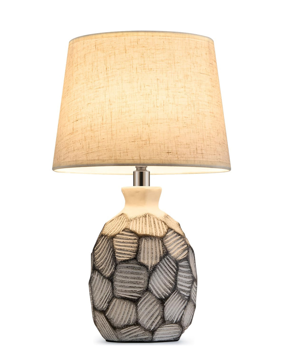 13" Small Ceramic Cordless Table Lamp with Remote, Timer & RGB