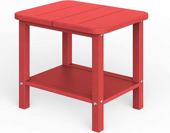 GREFORG Patio Side Table, Small Rectangular HDPE Adirondack End Table for Outdoor Use in Pool, Garden, Lawn, Backyard,Navy