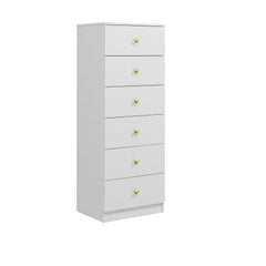 6-Drawer Vertical Dresser with Gold Handles